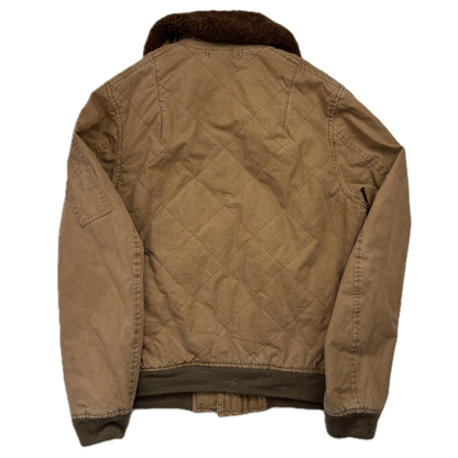 Rugby Ralph Lauren Tan B-15A Bomber Jacket Shearling Collar - S