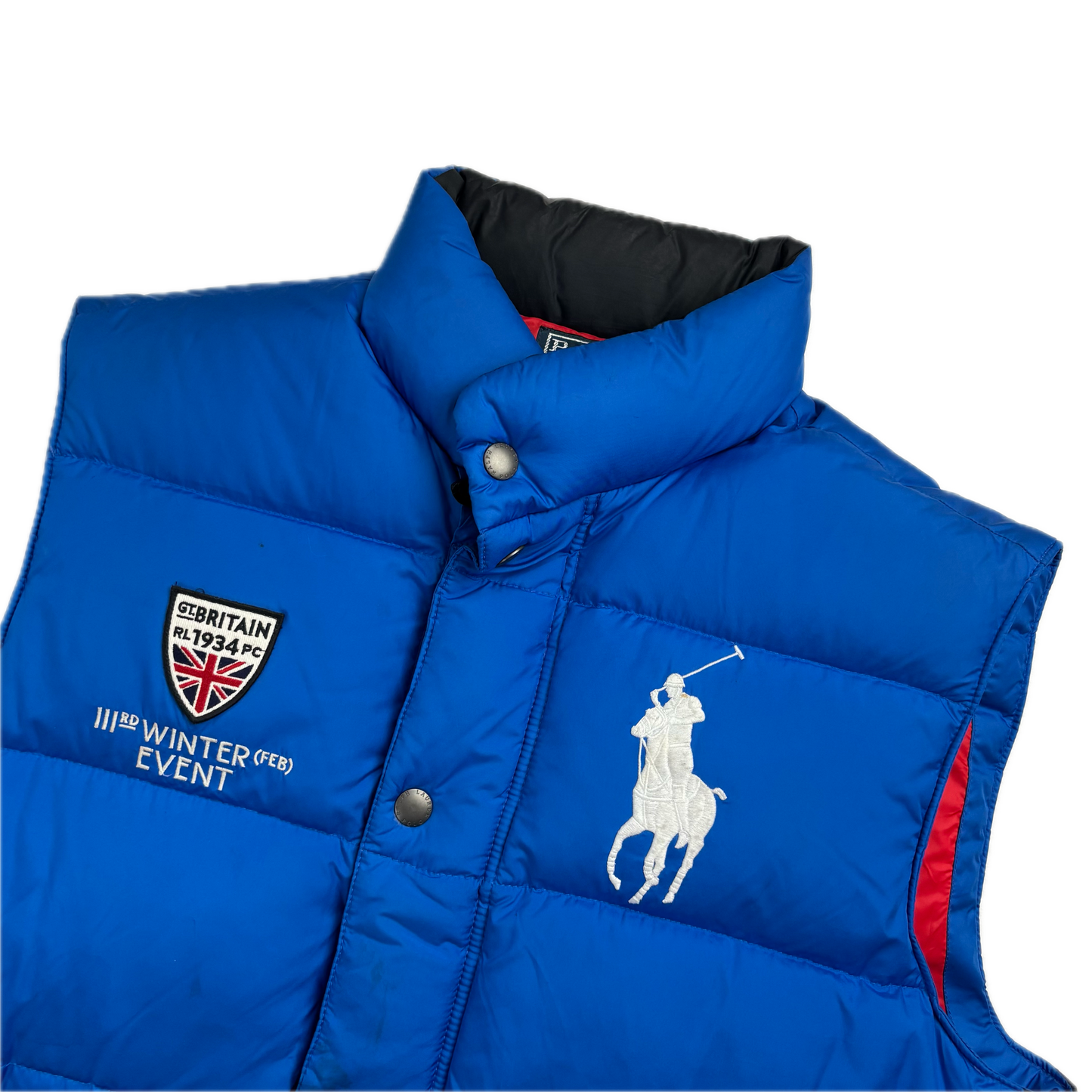 Polo Ralph Lauren Blue Britain Winter Event Puffer Gilet Down Vest - L
