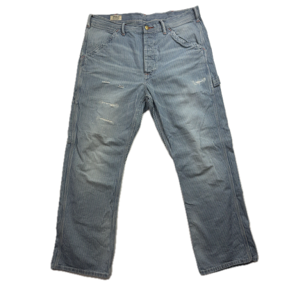 Polo Ralph Lauren Denim & Supply Railroad Stripe Relaxed Fit Carpenter Jeans Distressed - 33x32