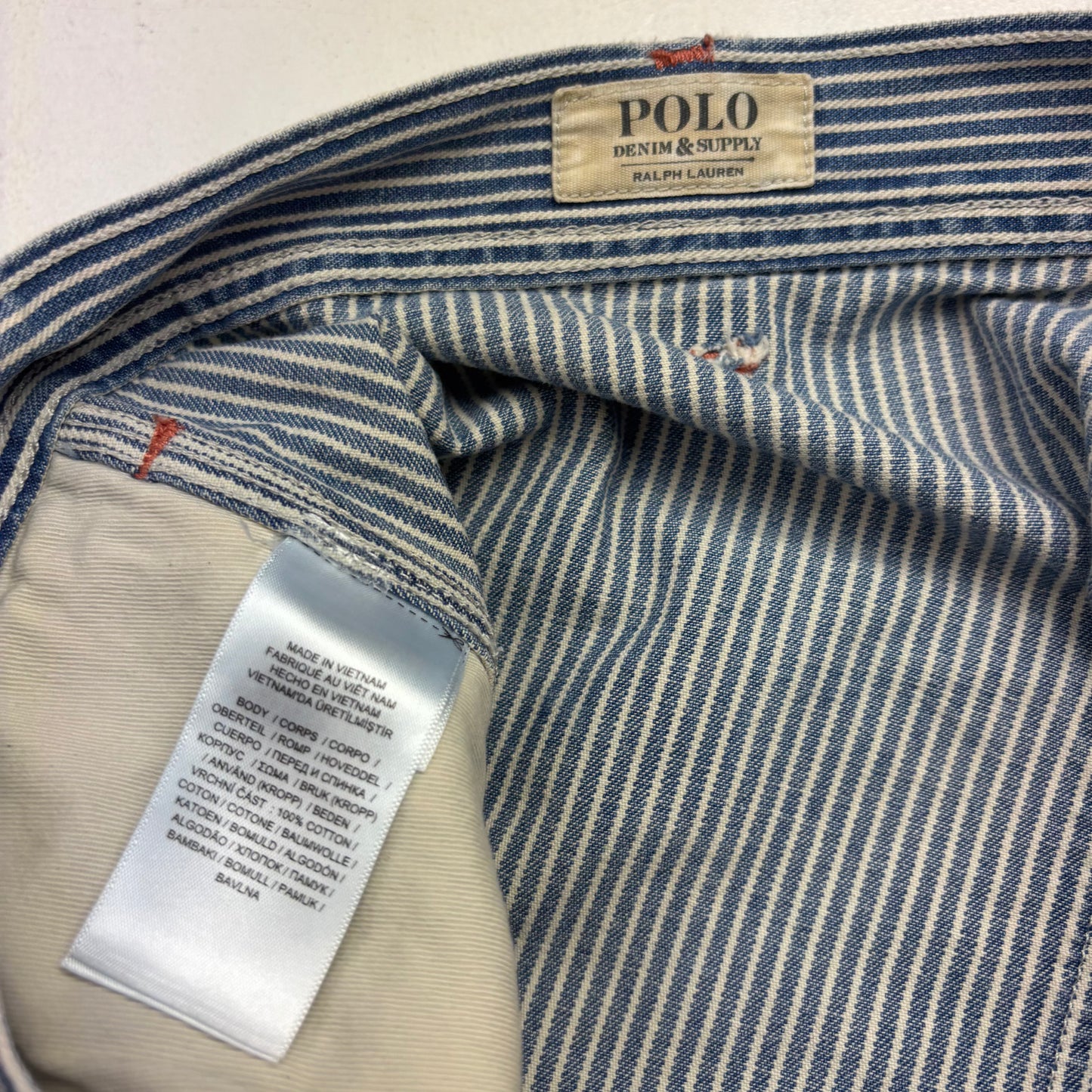 Polo Ralph Lauren Denim & Supply Railroad Stripe Relaxed Fit Carpenter Jeans Distressed - 33x32