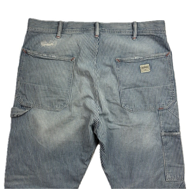 Polo Ralph Lauren Denim & Supply Railroad Stripe Relaxed Fit Carpenter Jeans Distressed - 33x32