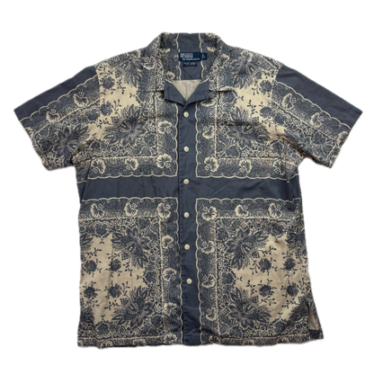 Polo Ralph Lauren Blue Paisley Bandana Caldwell Button Up Loop Collar Shirt - L