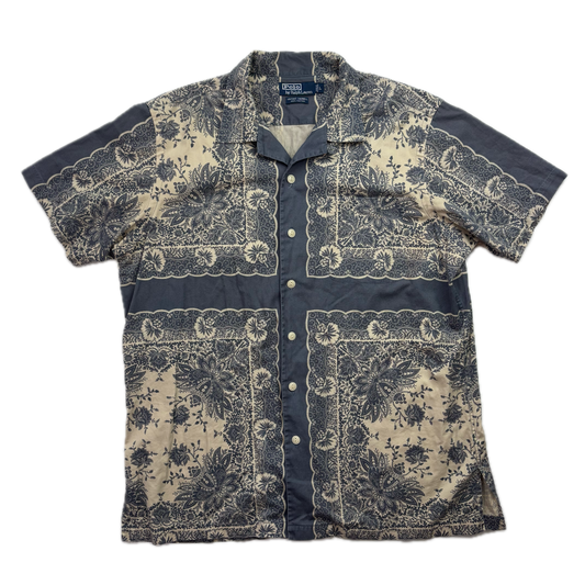 Polo Ralph Lauren Blue Paisley Bandana Caldwell Button Up Loop Collar Shirt - L