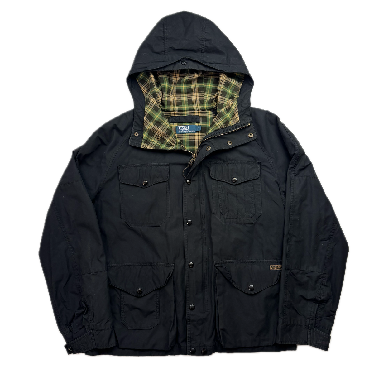 Polo Ralph Lauren Black Waxed Hooded Jacket Parka - L