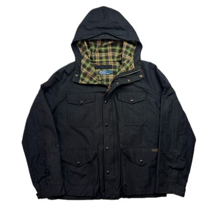 Polo Ralph Lauren Black Waxed Hooded Jacket Parka - L