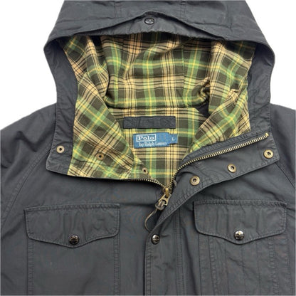 Polo Ralph Lauren Black Waxed Hooded Jacket Parka - L
