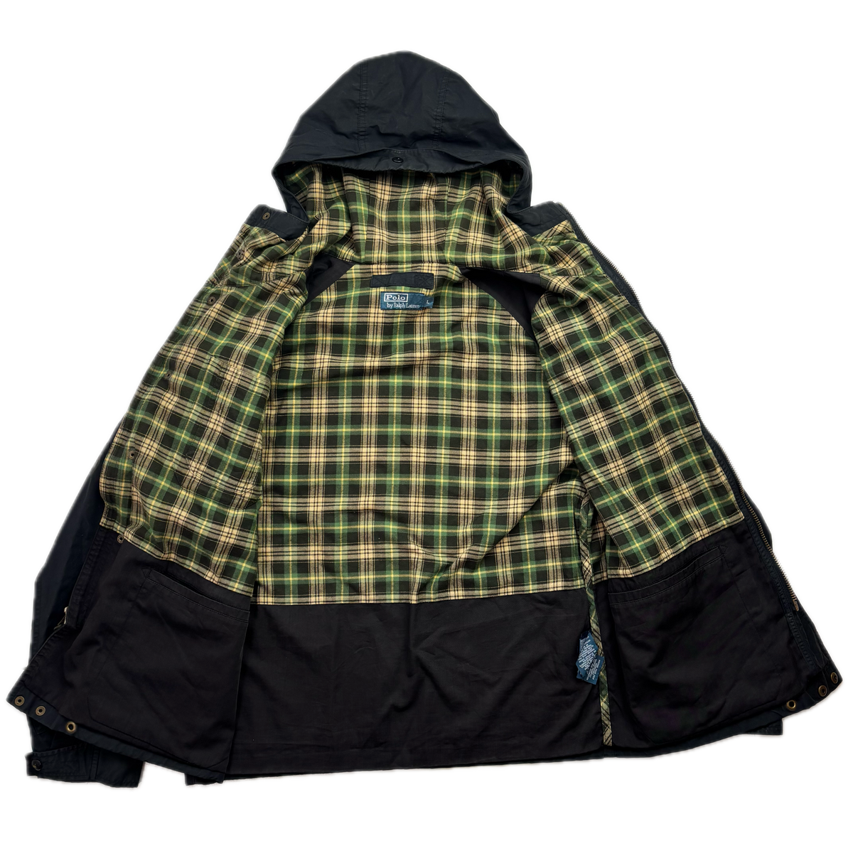 Polo Ralph Lauren Black Waxed Hooded Jacket Parka - L