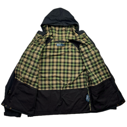 Polo Ralph Lauren Black Waxed Hooded Jacket Parka - L