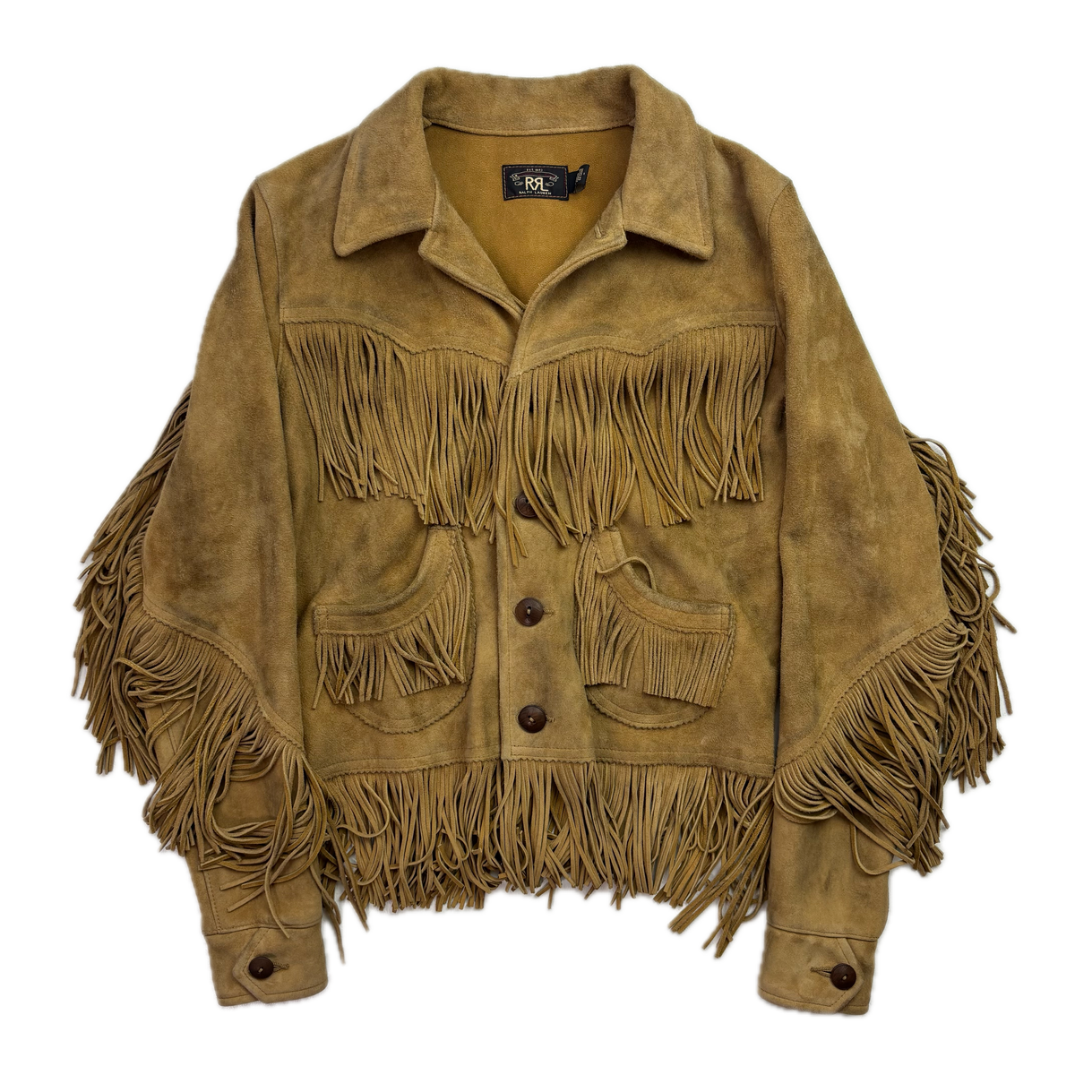 RRL Ralph Lauren Tan Goat Suede Western Fringe Jacket - 1 (XS)