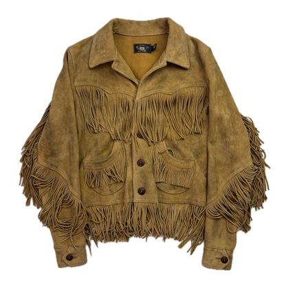 RRL Ralph Lauren Tan Goat Suede Western Fringe Jacket - 1 (XS)