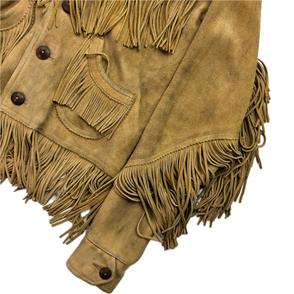 RRL Ralph Lauren Tan Goat Suede Western Fringe Jacket - 1 (XS)