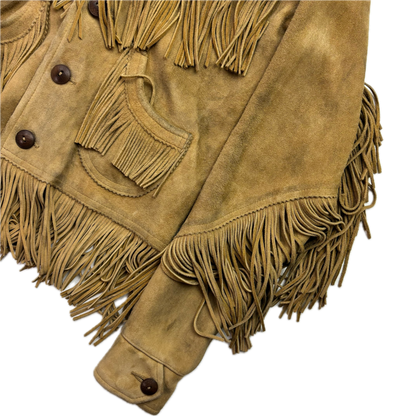 RRL Ralph Lauren Tan Goat Suede Western Fringe Jacket - 1 (XS)
