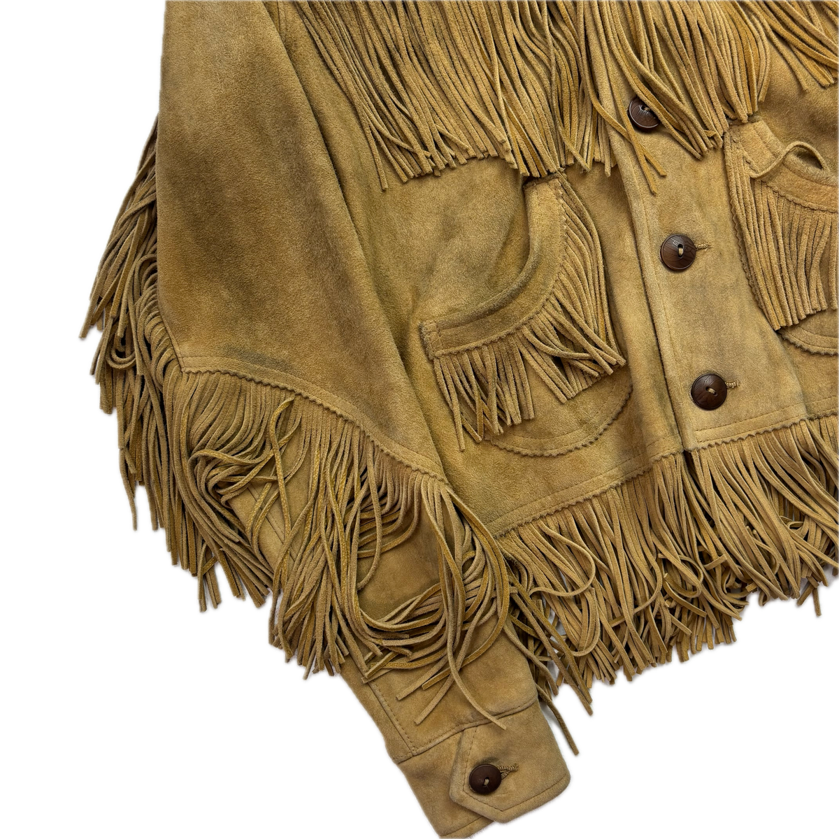 RRL Ralph Lauren Tan Goat Suede Western Fringe Jacket - 1 (XS)