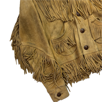 RRL Ralph Lauren Tan Goat Suede Western Fringe Jacket - 1 (XS)