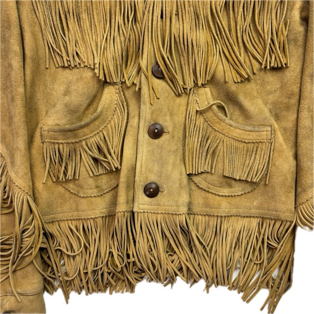 RRL Ralph Lauren Tan Goat Suede Western Fringe Jacket - 1 (XS)