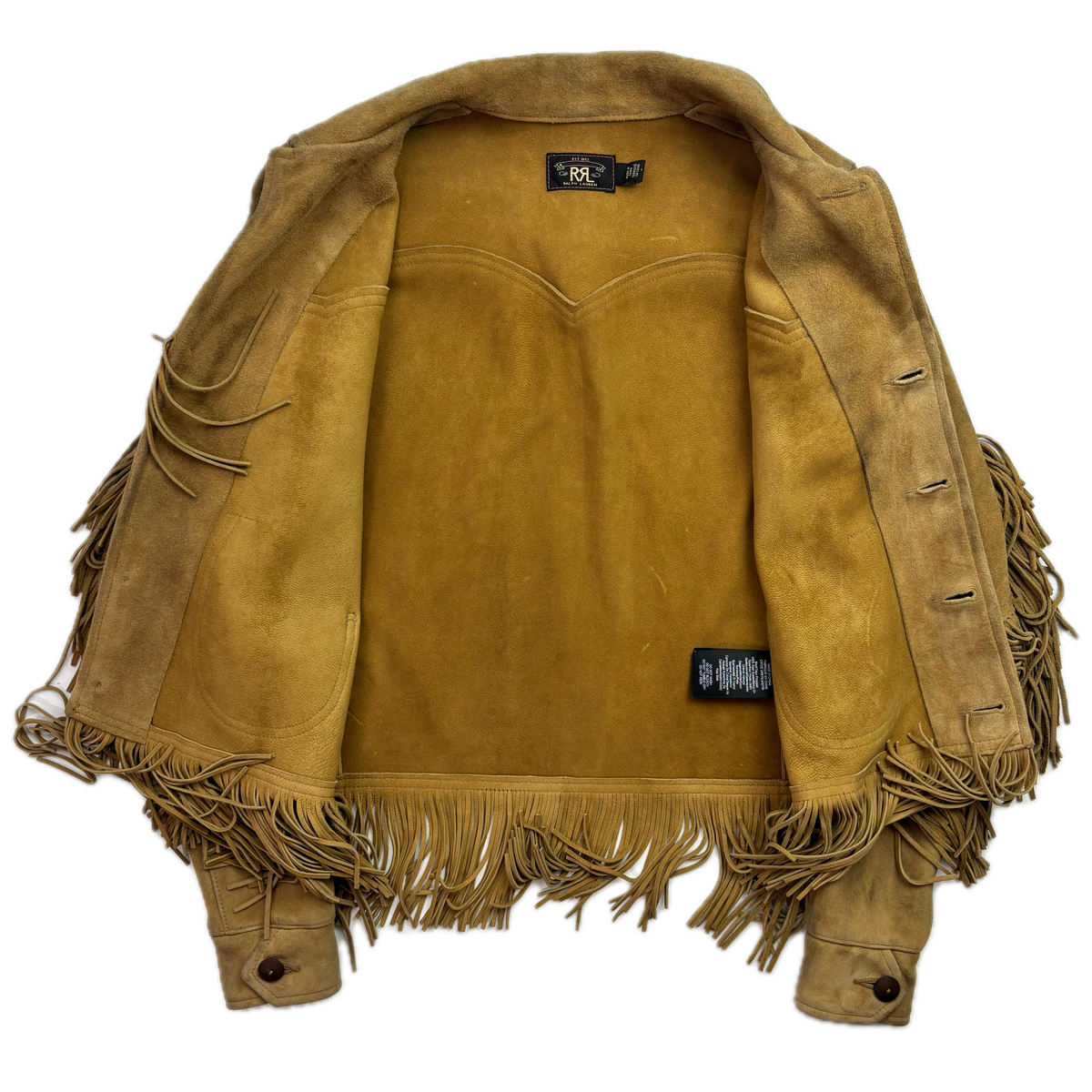RRL Ralph Lauren Tan Goat Suede Western Fringe Jacket - 1 (XS)