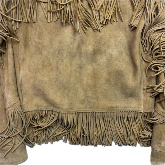 RRL Ralph Lauren Tan Goat Suede Western Fringe Jacket - 1 (XS)