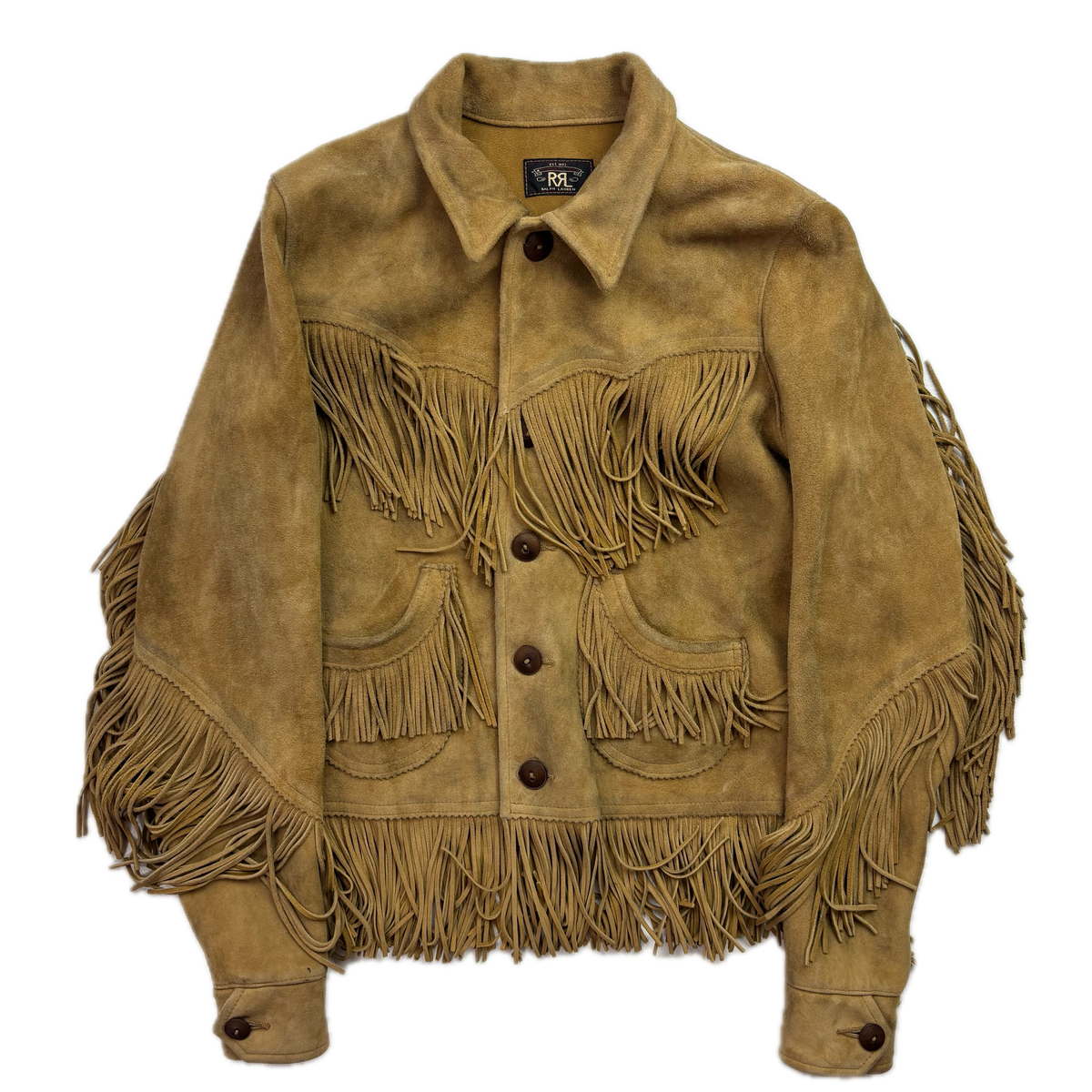 RRL Ralph Lauren Tan Goat Suede Western Fringe Jacket - 1 (XS)