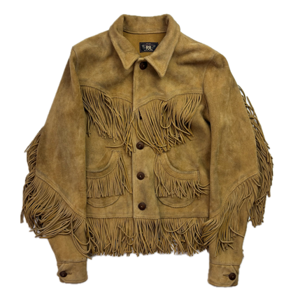 RRL Ralph Lauren Tan Goat Suede Western Fringe Jacket - 1 (XS)