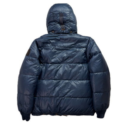 Polo Ralph Lauren Blue Sportsman Patch Puffer Jacket Hooded Down Coat - M