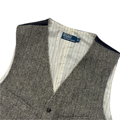 Polo Ralph Lauren Grey Herringbone Waistcoat (Wool) - XL