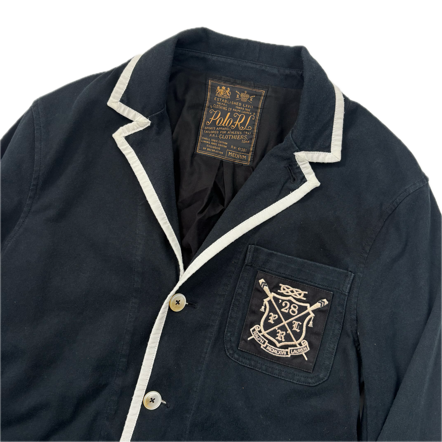 Polo Ralph Lauren Black Rowing Crest Sports Jacket Blazer - M