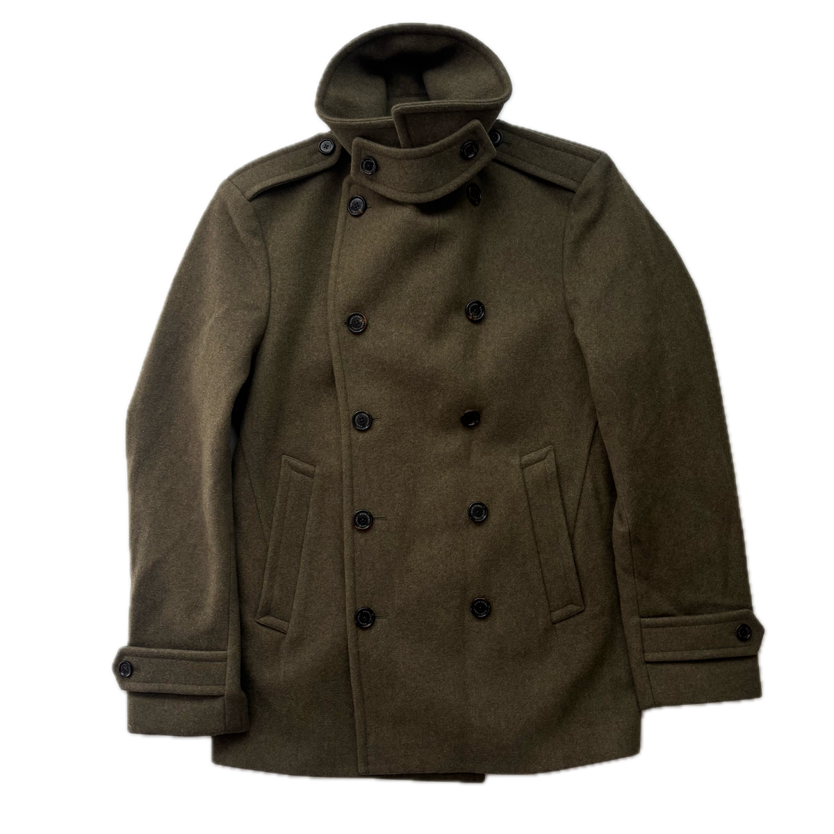 Purple Label Green Warrington Double Breast Pea Coat (Wool Cashmere) - M