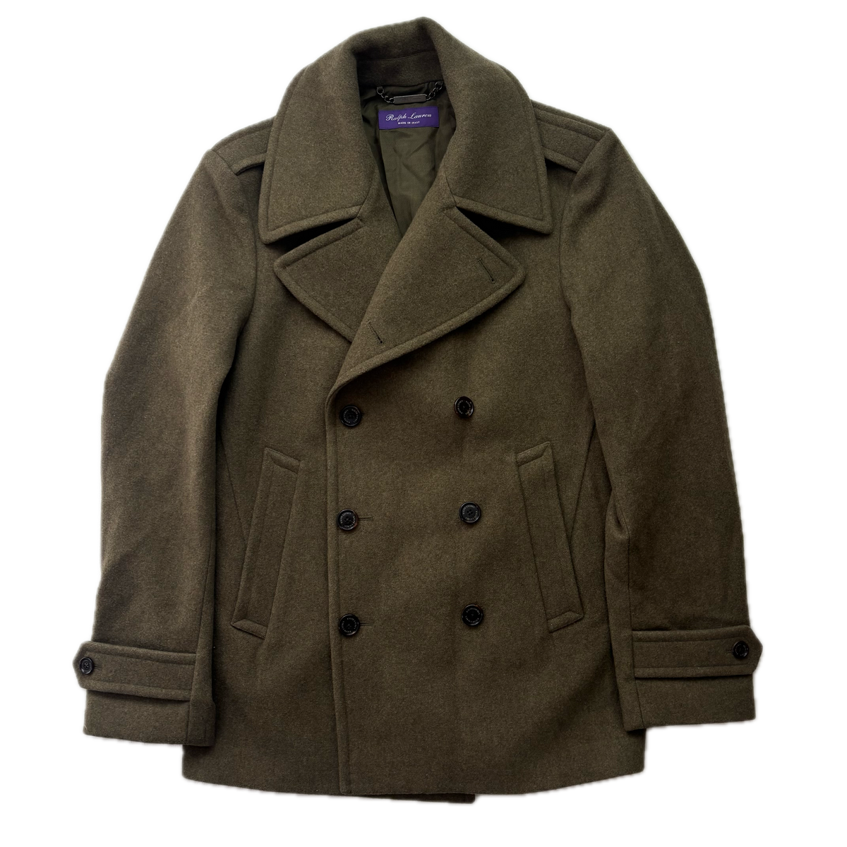 Purple Label Green Warrington Double Breast Pea Coat (Wool Cashmere) - M