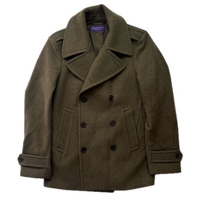 Purple Label Green Warrington Double Breast Pea Coat (Wool Cashmere) - M