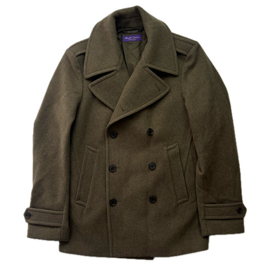 Purple Label Green Warrington Double Breast Pea Coat (Wool Cashmere) - M