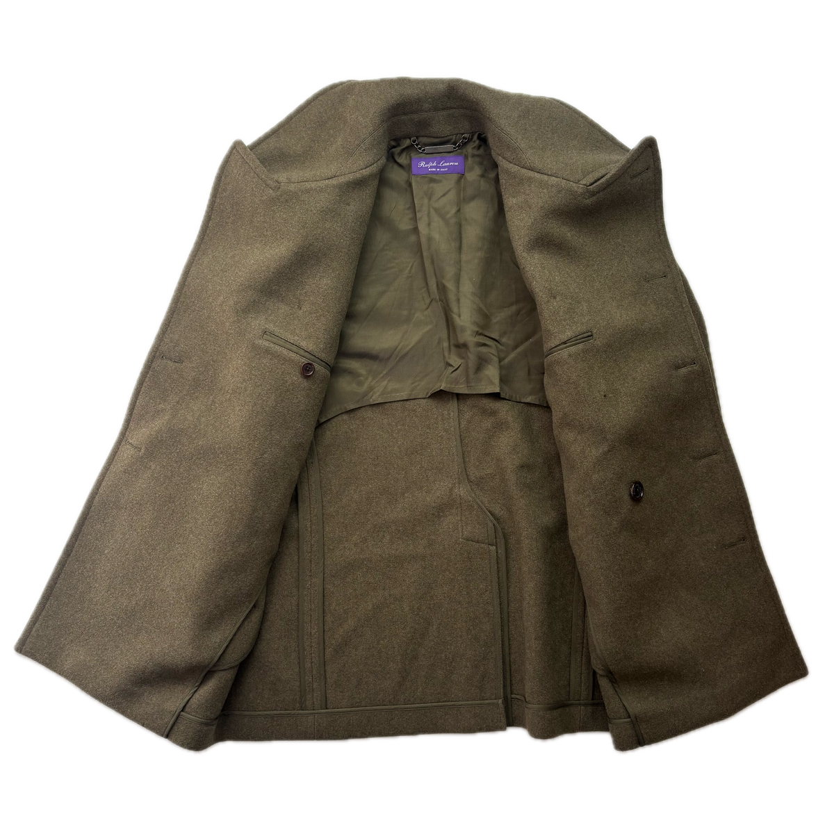 Purple Label Green Warrington Double Breast Pea Coat (Wool Cashmere) - M