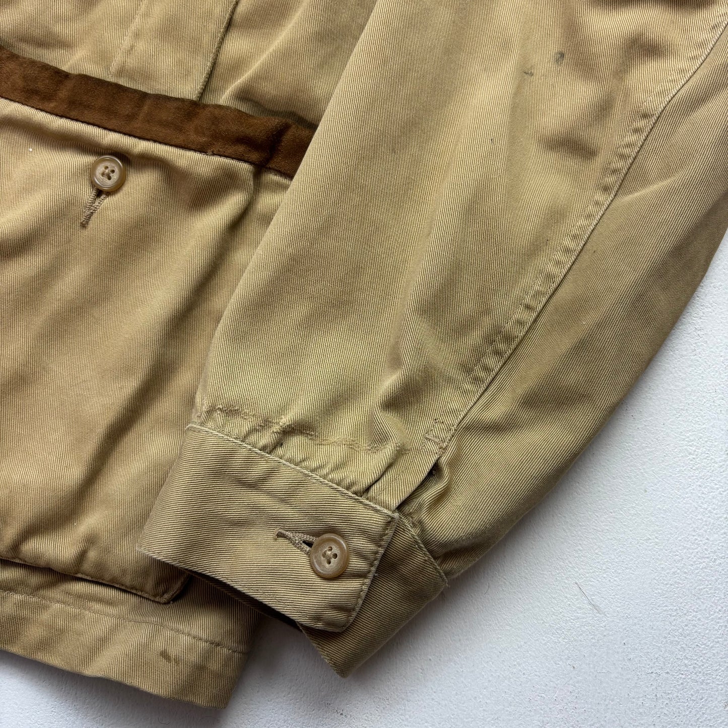 Polo Ralph Lauren Beige Collarless Hunting Jacket 80s - M