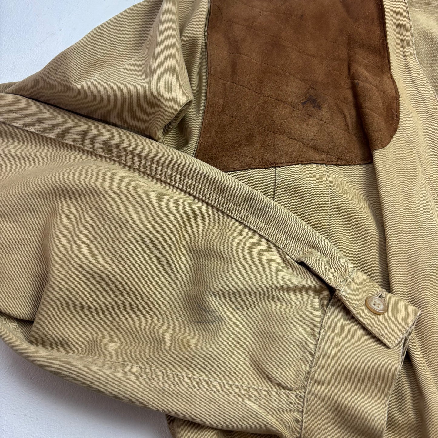 Polo Ralph Lauren Beige Collarless Hunting Jacket 80s - M