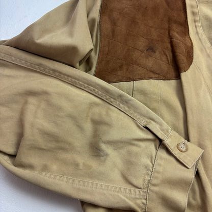 Polo Ralph Lauren Beige Collarless Hunting Jacket 80s - M