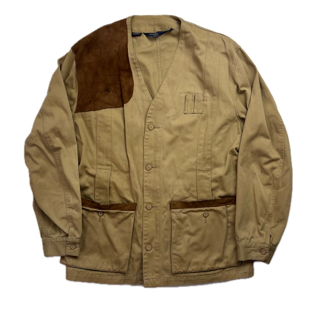 Polo Ralph Lauren Beige Collarless Hunting Jacket 80s - M