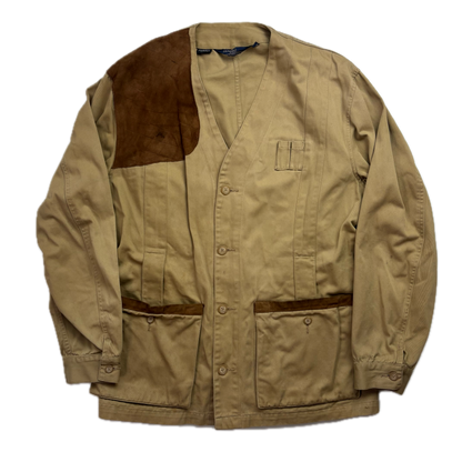 Polo Ralph Lauren Beige Collarless Hunting Jacket 80s - M