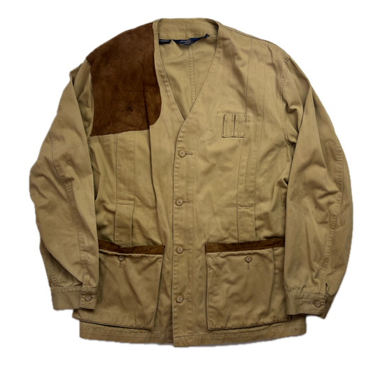 Polo Ralph Lauren Beige Collarless Hunting Jacket 80s - M