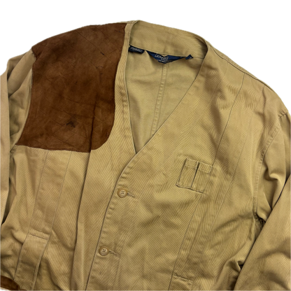 Polo Ralph Lauren Beige Collarless Hunting Jacket 80s - M