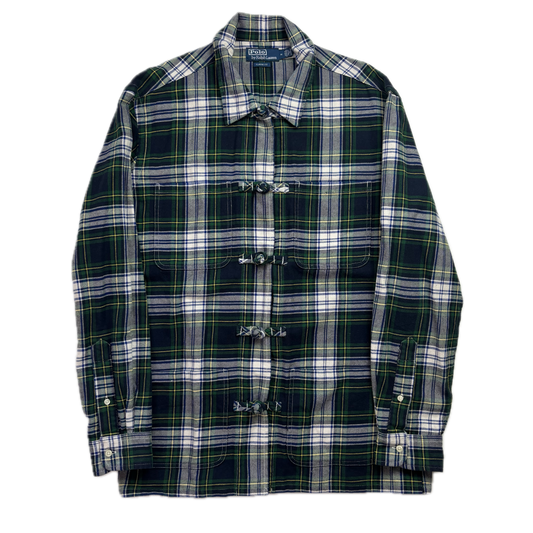Polo Ralph Lauren Green Plaid Frog Button Toggle Overshirt Shirt - M