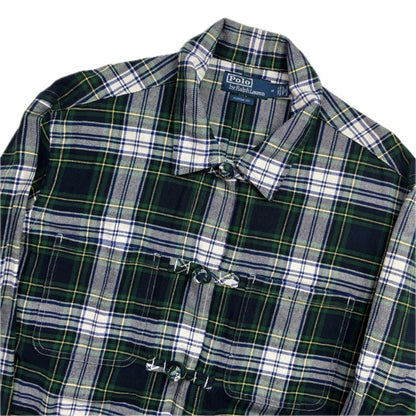 Polo Ralph Lauren Green Plaid Frog Button Toggle Overshirt Shirt - M