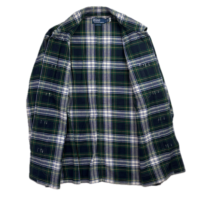 Polo Ralph Lauren Green Plaid Frog Button Toggle Overshirt Shirt - M