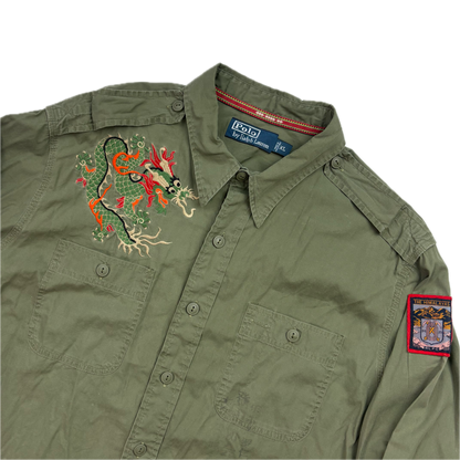 Polo Ralph Lauren Green Embroidered Dragon Himalaya Patch Expedition Shirt - XL