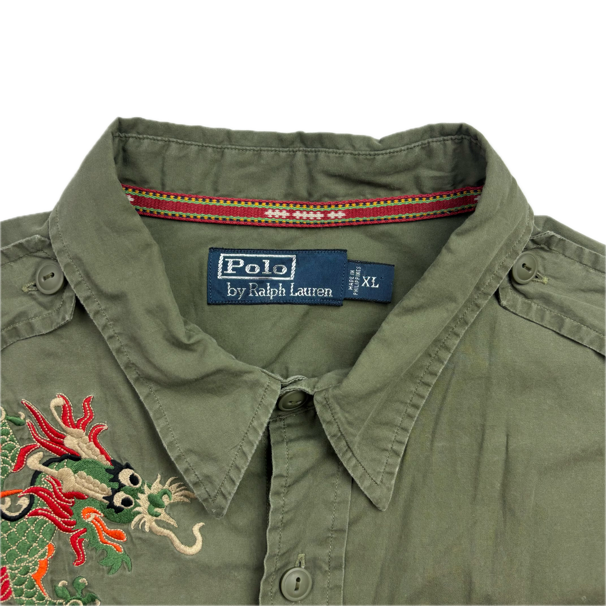 Polo Ralph Lauren Green Embroidered Dragon Himalaya Patch Expedition Shirt - XL