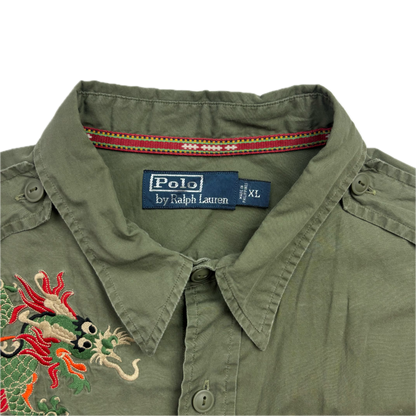 Polo Ralph Lauren Green Embroidered Dragon Himalaya Patch Expedition Shirt - XL
