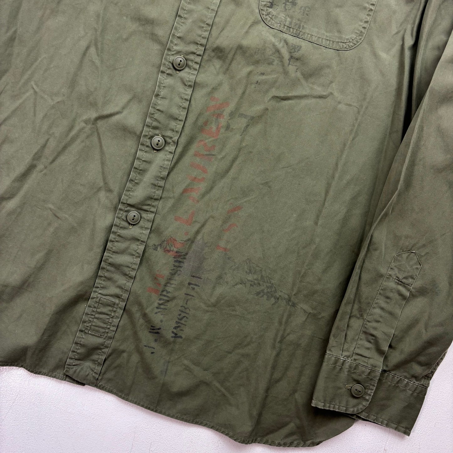Polo Ralph Lauren Green Embroidered Dragon Himalaya Patch Expedition Shirt - XL