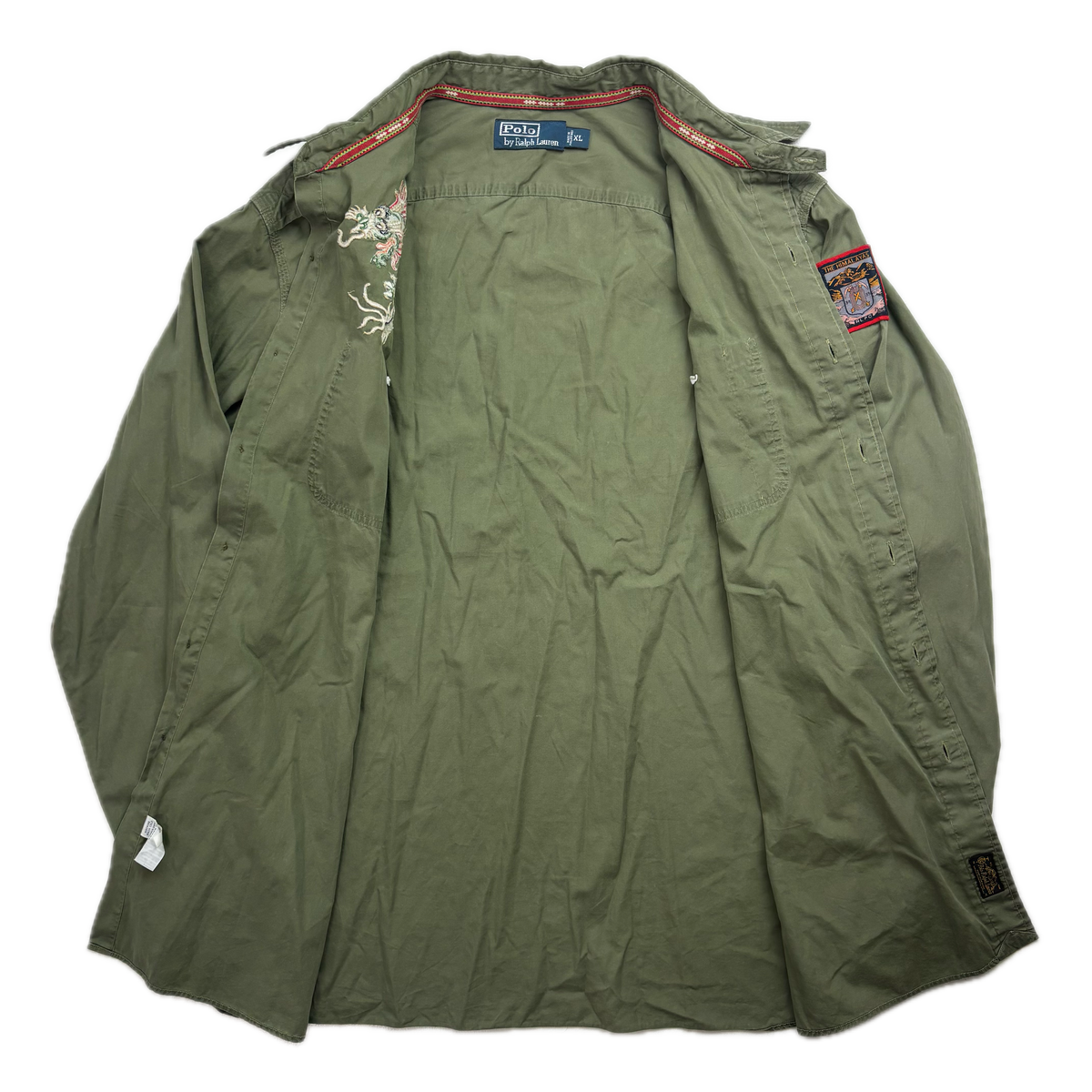Polo Ralph Lauren Green Embroidered Dragon Himalaya Patch Expedition Shirt - XL
