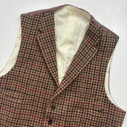 Polo Ralph Lauren Brown Houndstooth Tweed Lapel Vest Waistcoat (Wool) - 40R
