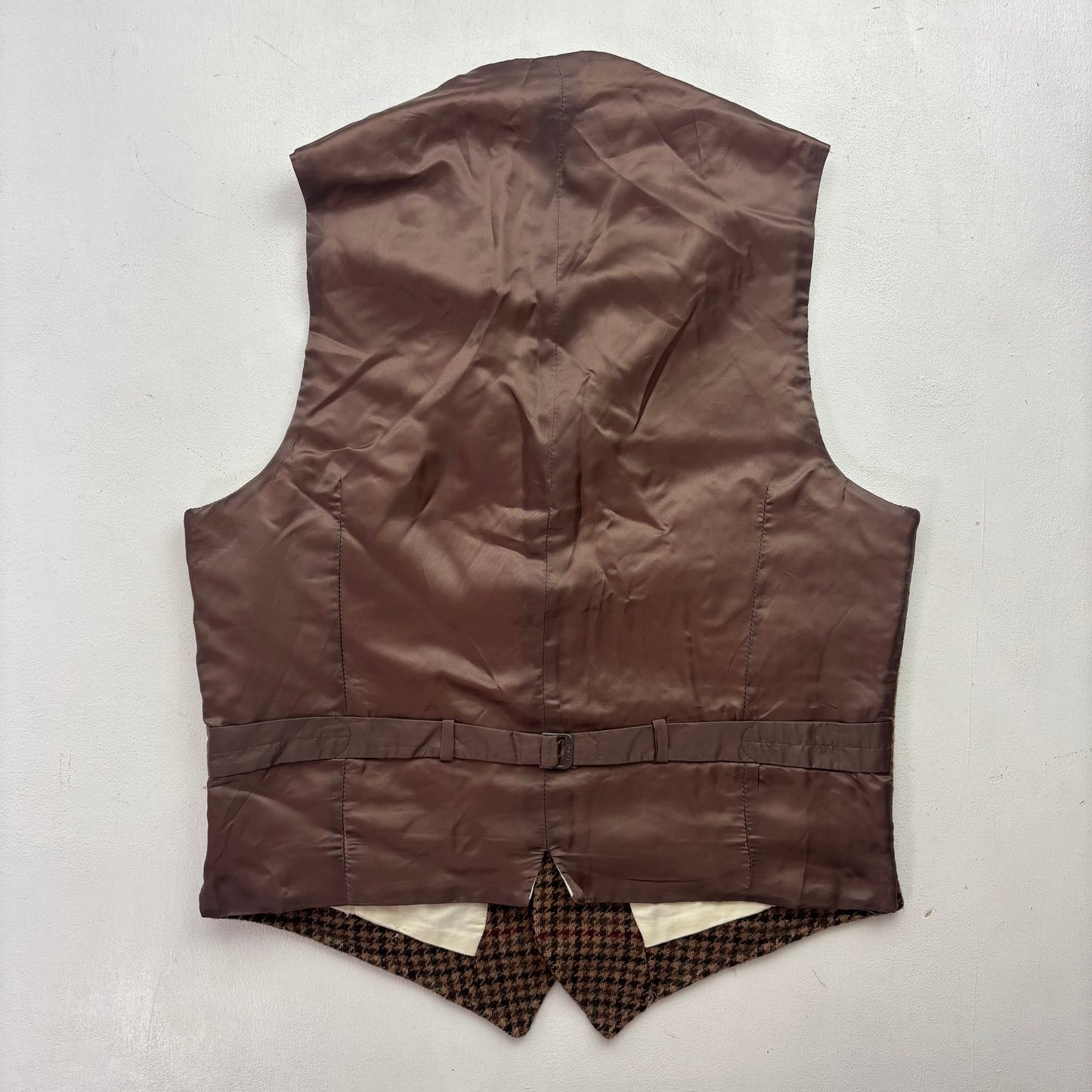 Polo Ralph Lauren Brown Houndstooth Tweed Lapel Vest Waistcoat (Wool) - 40R