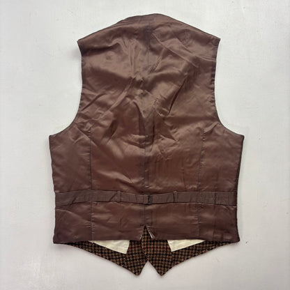 Polo Ralph Lauren Brown Houndstooth Tweed Lapel Vest Waistcoat (Wool) - 40R