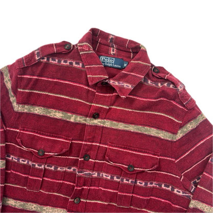 Polo Ralph Lauren Red Aztec Serape Southwestern Mesh Shirt - M